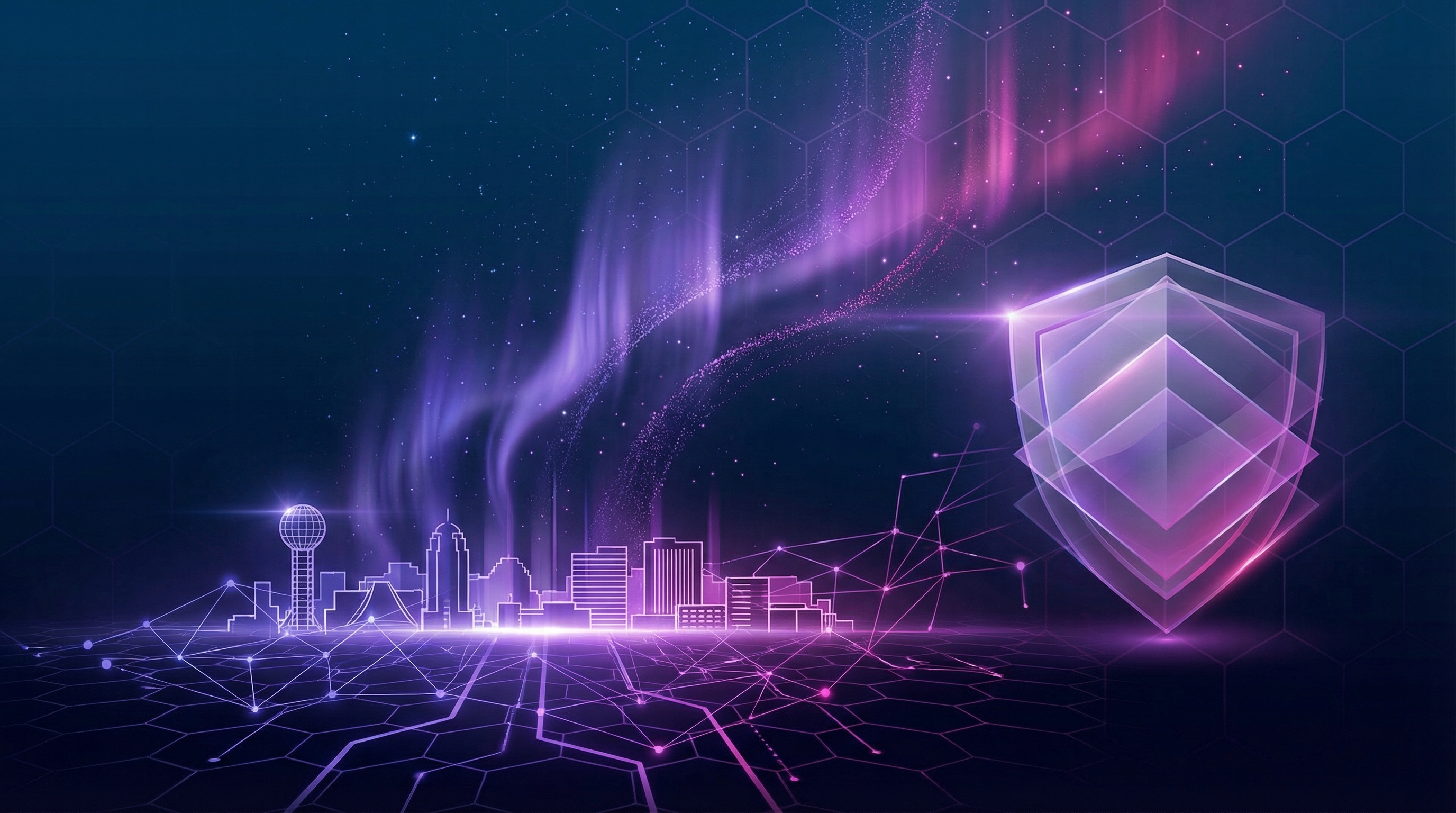 Elemental hero illustration showing futuristic IT infrastructure and managed systems.